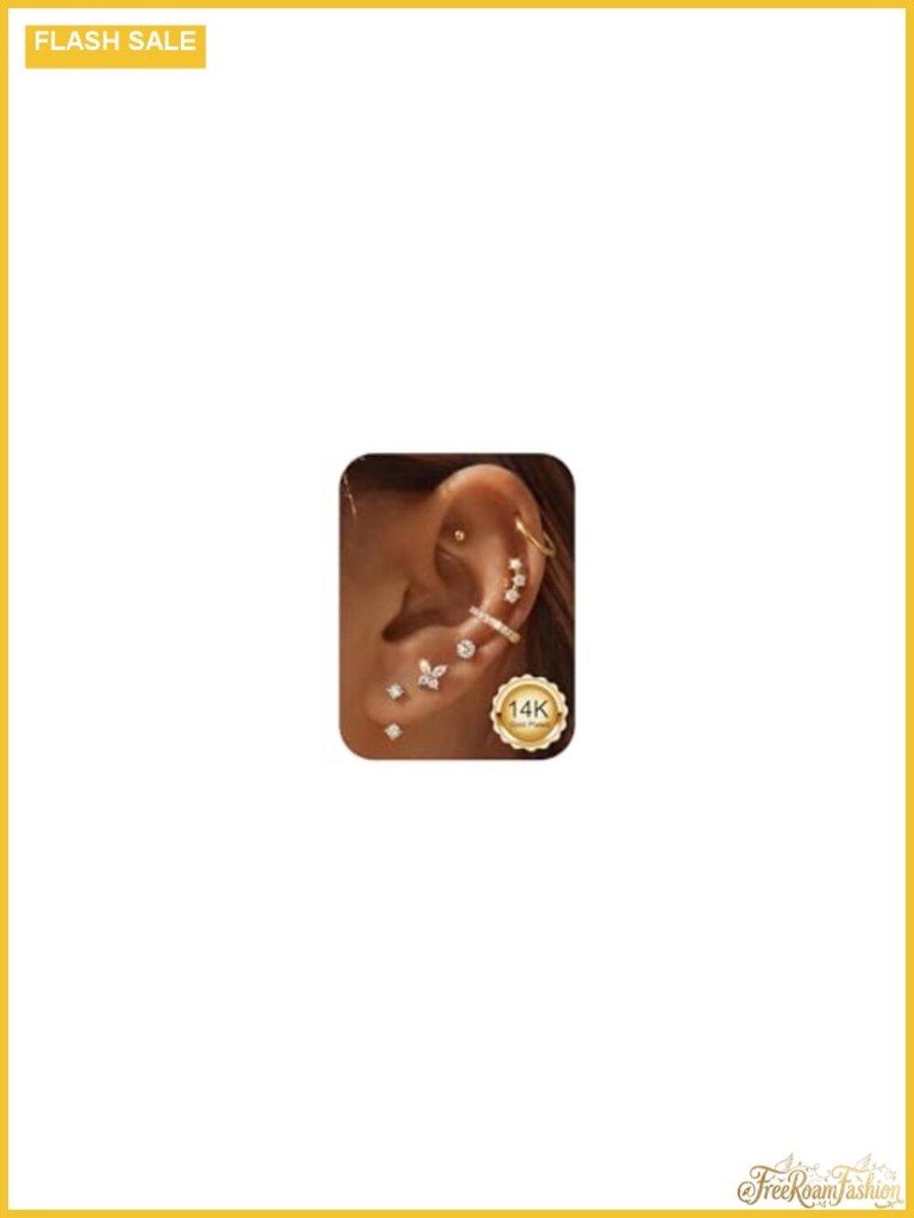 7 Pair Gold Earring Stack Set Stainless Steel Cartilage Hoops